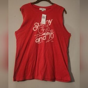 Sunny and 70 Red Muscle Tee